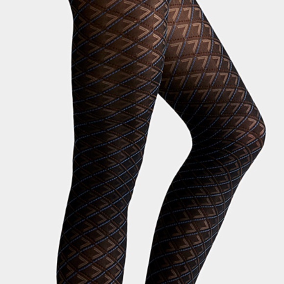 Black, blue and brown diamond tights made in Italy NWT - Picture 2 of 8